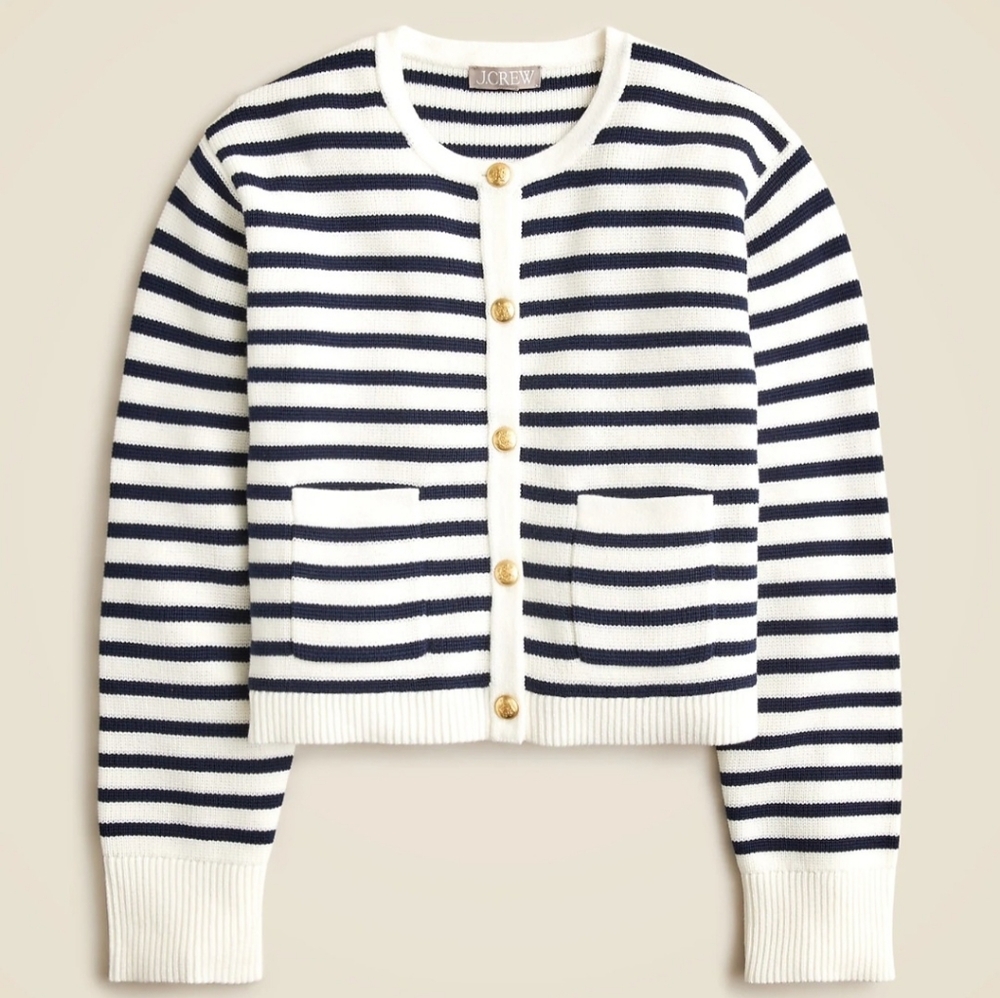 J. Crew Emilie Sweater Cardigan Lady Jacket In Stripe